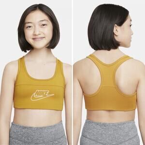 Nike Dri-FIT Swoosh Big Kids Girls Sports Bra mustard marigold yellow DD7960-772